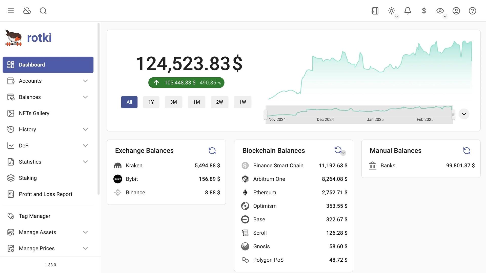 Screenshot 1 of Rotki showing the application interface